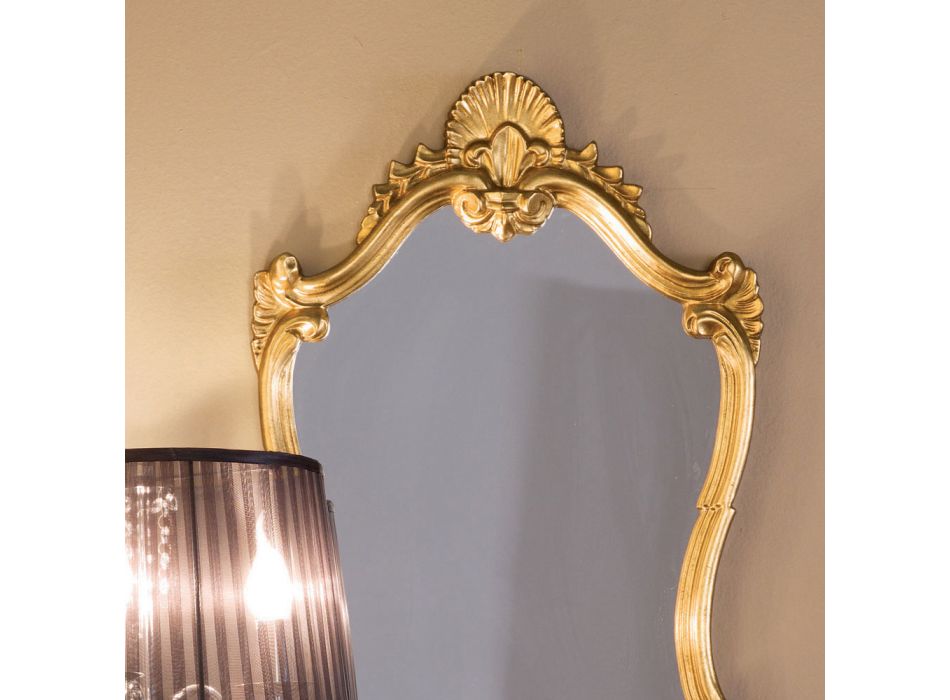 Miroir classique à la feuille d'or avec cadre en forme fabriqué en Italie - Precious Viadurini