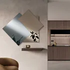 Miroir composé de 3 plaques superposées, 2 en bronze et 1 fumée - Armida Viadurini