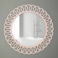 Grand Miroir Mural de Design Décoratif et Moderne en Bois Rose - Couronne