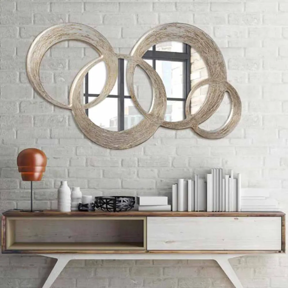 Miroir en MDF argent finition feuille usinage Ball matériau Viadurini