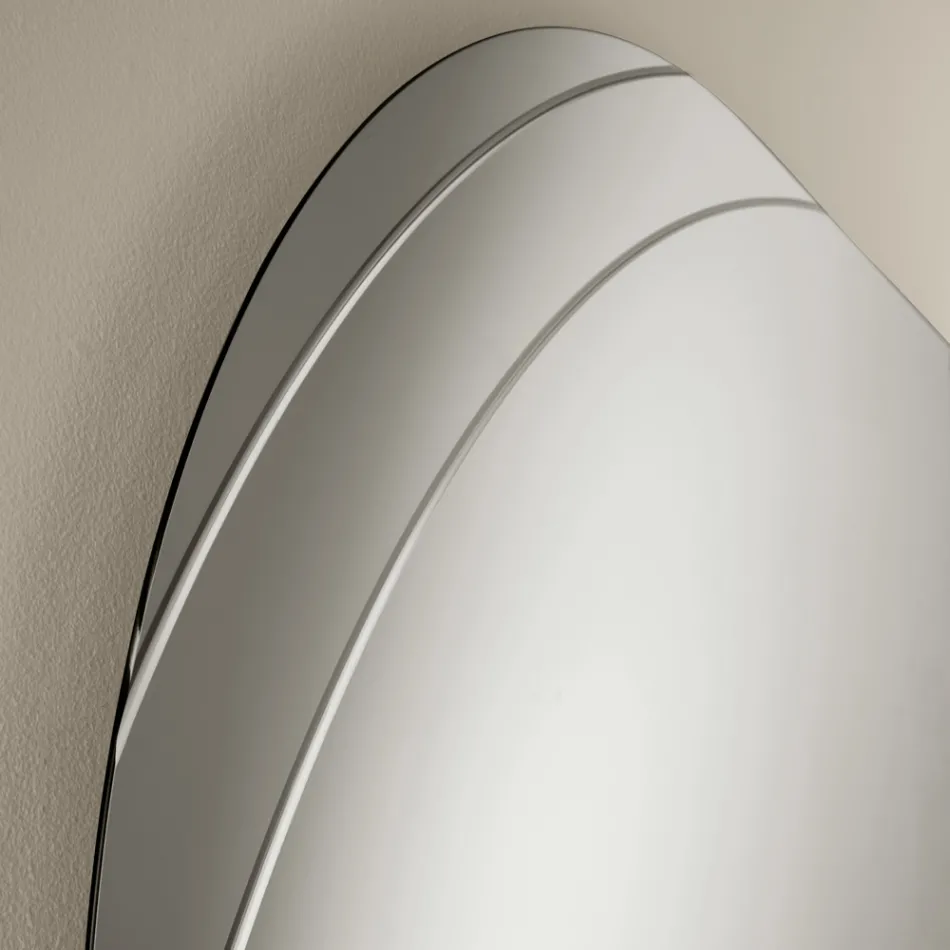 Miroir en verre gravé, disponible en deux tailles et couleurs, fabriqué en Italie - Vela Viadurini