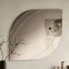 Miroir en verre gravé, disponible en deux tailles et couleurs, fabriqué en Italie - Vela Viadurini