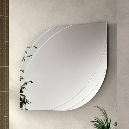 Miroir en verre gravé, disponible en deux tailles et couleurs, fabriqué en Italie - Vela Viadurini