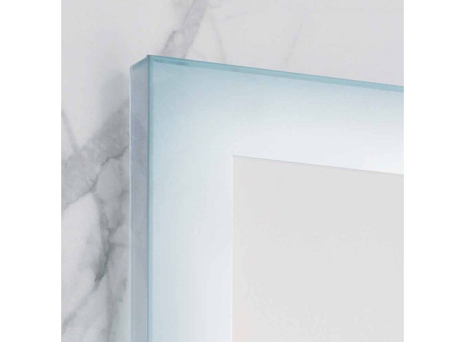 Miroir moderne avec des bords en verre dépoli, éclairage LED, Ady Viadurini