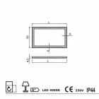 Miroir moderne avec des bords en verre dépoli, éclairage LED, Ady Viadurini