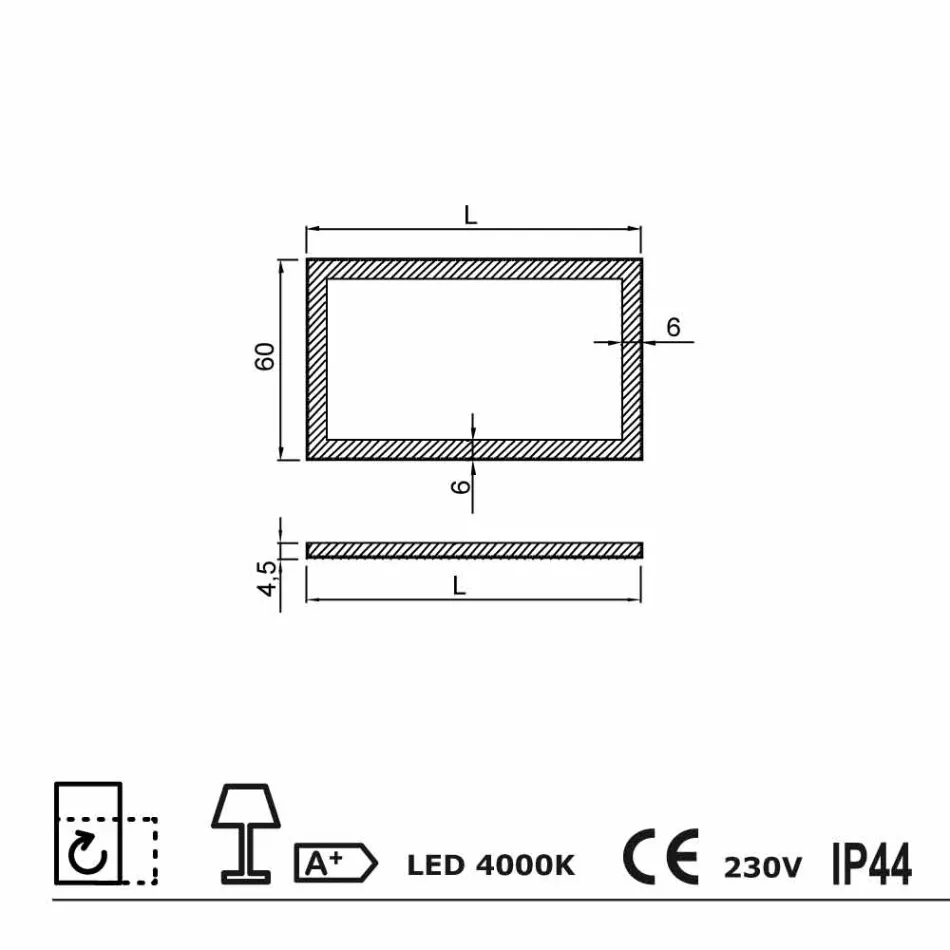 Miroir moderne avec des bords en verre dépoli, éclairage LED, Ady Viadurini