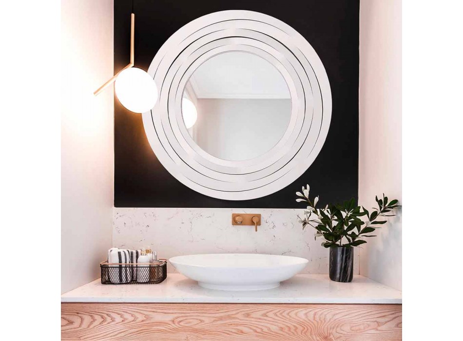 Miroir mural circulaire moderne en fer coloré Made in Italy - Origan Viadurini