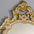 Miroir ovale classique en bois de feuille d'or et d'argent fabriqué en Italie - Vanessa Viadurini