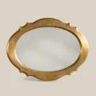 Miroir ovale avec cadre en bois à la feuille d'or Made in Italy - Florence Viadurini