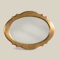 Miroir ovale avec cadre en bois à la feuille d'or Made in Italy - Florence