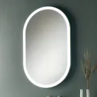 Miroir ovale avec cadre en métal et lumières fabriqués en Italie - Mozart Viadurini
