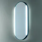 Miroir de salle de bain ovale avec lumières latérales fabriqué en Italie - Albert Viadurini