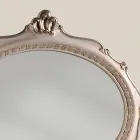 Miroir ovale de style classique en bois argenté antique fabriqué en Italie - Florence Viadurini