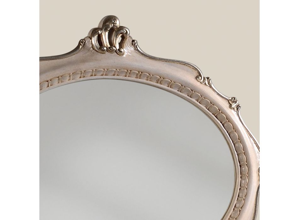 Miroir ovale de style classique en bois blanc fabriqué en Italie - Florence Viadurini