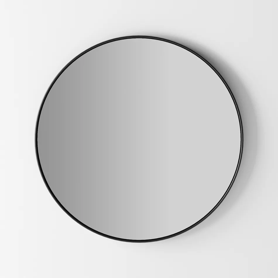 Miroir mural rétro-éclairé avec cadre noir Made in Italy - Riflessi Viadurini