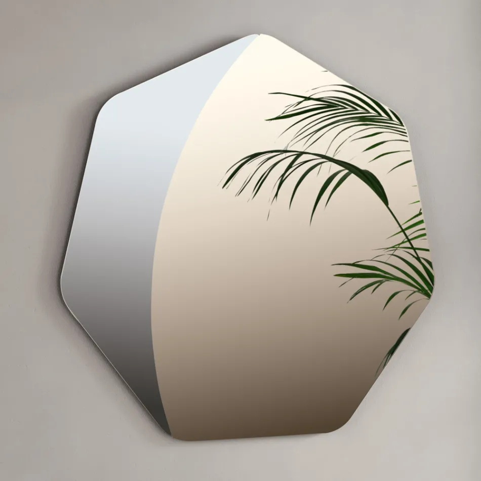 Miroir polygonal irrégulier à coins biseautés, fabriqué en Italie - Calyra Viadurini
