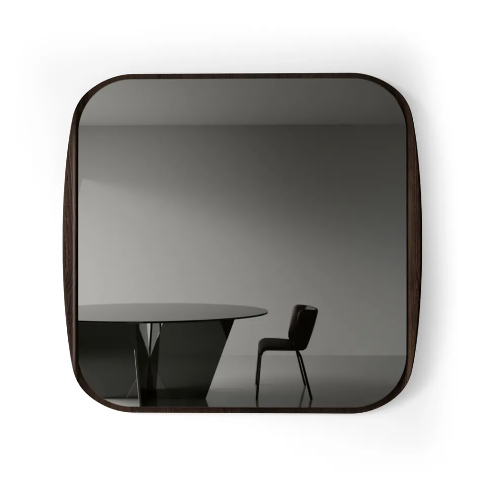 Miroir carré à cadre en bois, fabriqué en Italie - Vespera Viadurini