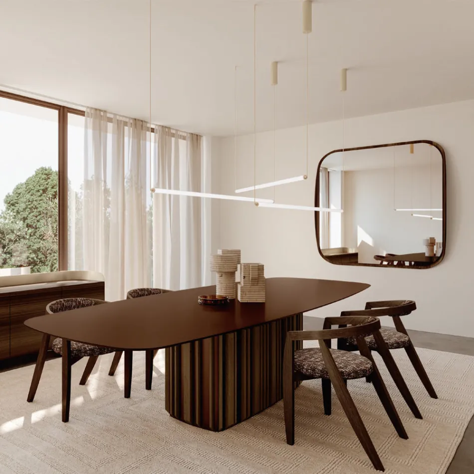 Miroir carré à cadre en bois, fabriqué en Italie - Vespera Viadurini