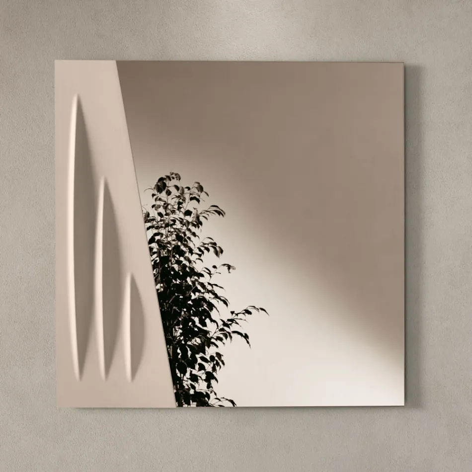 Miroir carré avec insert peint bicolore, fabriqué en Italie - Elion Viadurini