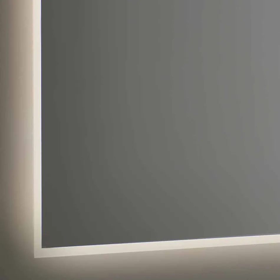 Miroir de salle de bain rétroéclairé avec cadre sablé Made in Italy - Floriana Viadurini