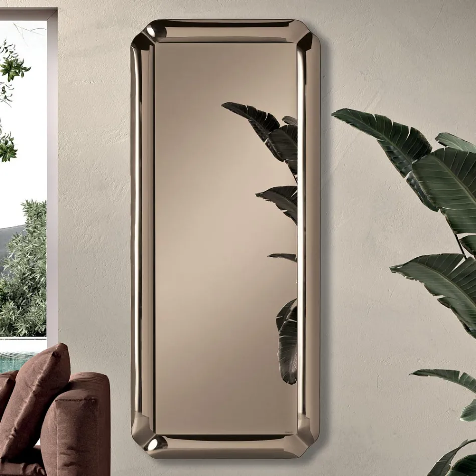 Miroir rectangulaire avec cadre en cristal moulé, fabriqué en Italie - Belinda Viadurini