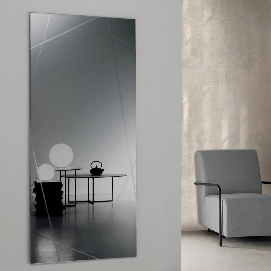 Miroir rectangulaire gravé au laser, fabriqué en Italie - Alberta Viadurini