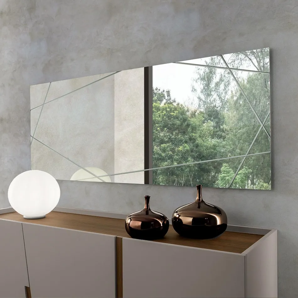 Miroir rectangulaire gravé au laser, fabriqué en Italie - Alberta Viadurini