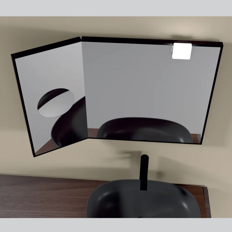 Miroir rectangulaire en bois et miroir grossissant fabriqués en Italie - Curie Viadurini