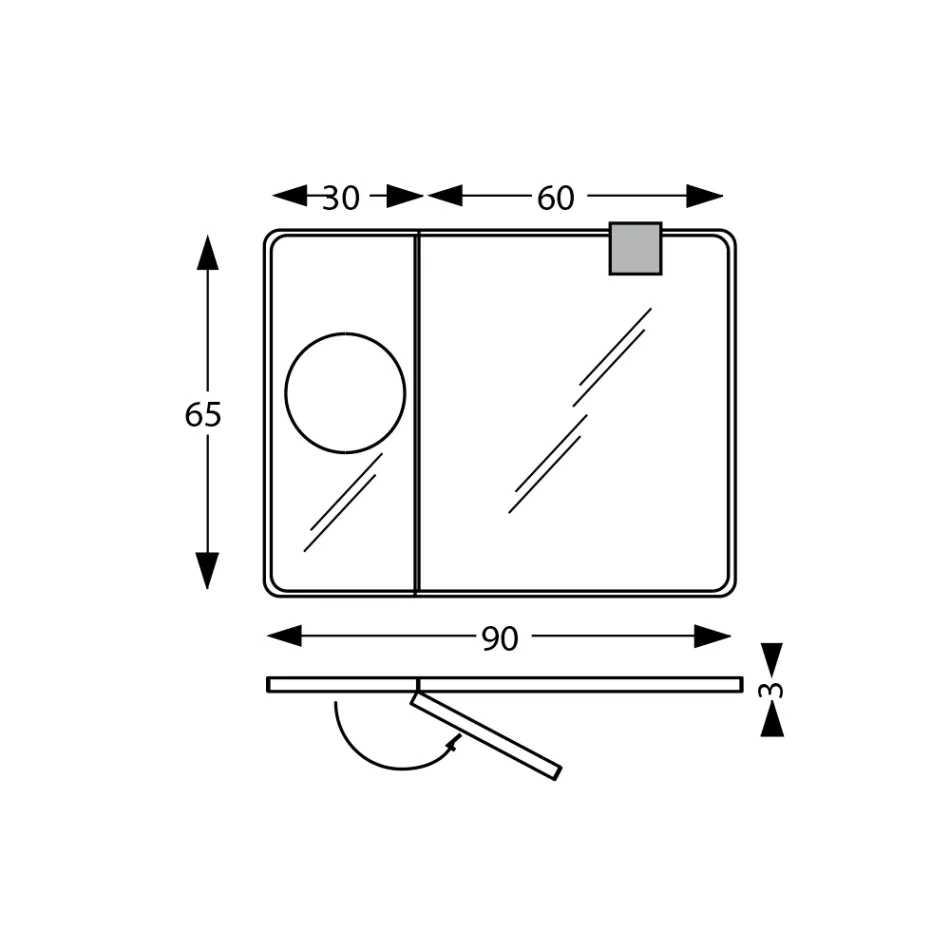 Miroir rectangulaire en bois et miroir grossissant fabriqués en Italie - Curie Viadurini