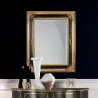 Miroir rectangulaire en bois de feuille d'or et noir Made in Italy - Sophie Viadurini