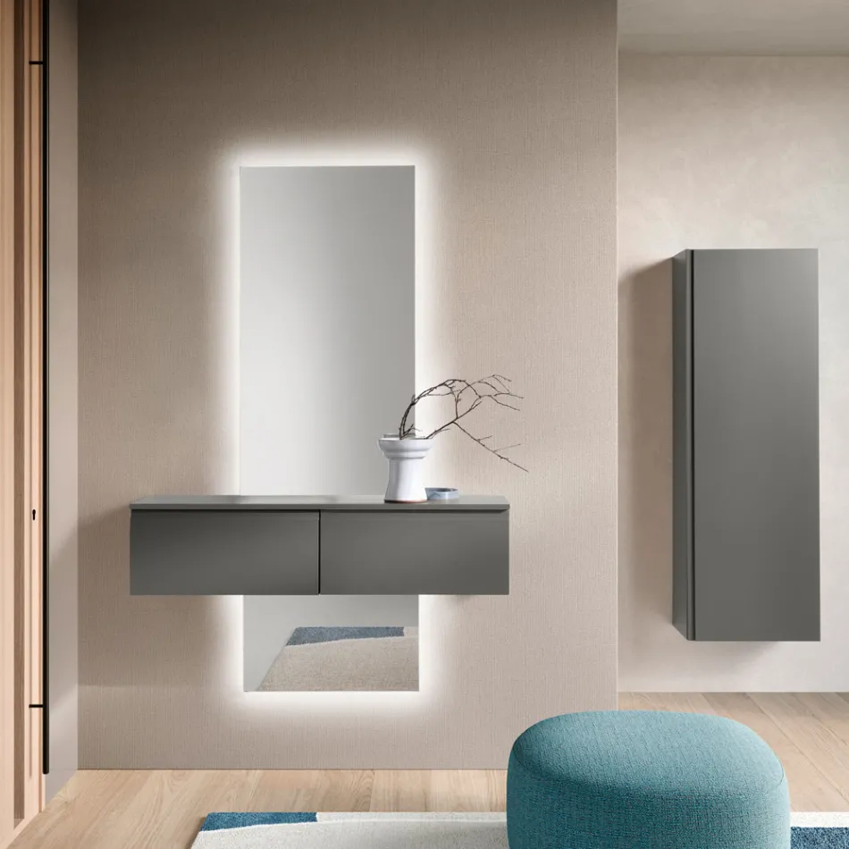 Miroir rectangulaire en verre rétroéclairé par LED, fabriqué en Italie - Solen Viadurini