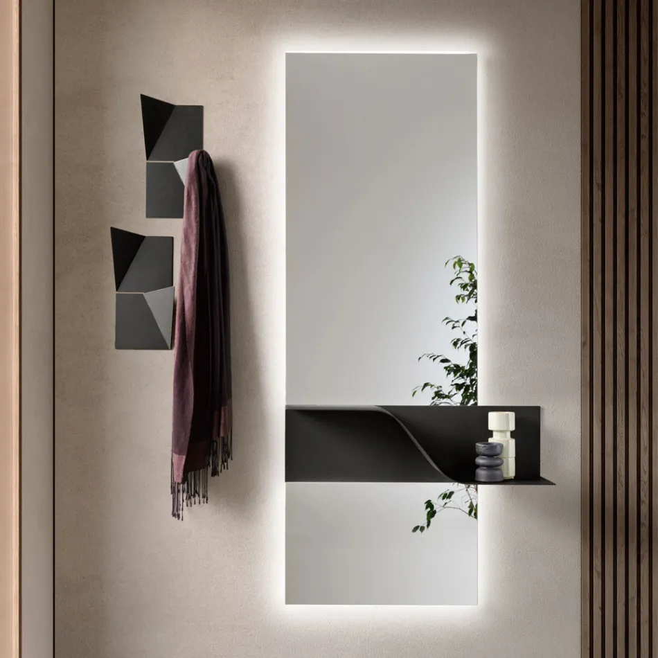 Miroir rectangulaire en verre rétroéclairé par LED, fabriqué en Italie - Solen Viadurini
