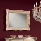 Miroir rectangulaire en bois blanc de style classique Made in Italy - Florence Viadurini
