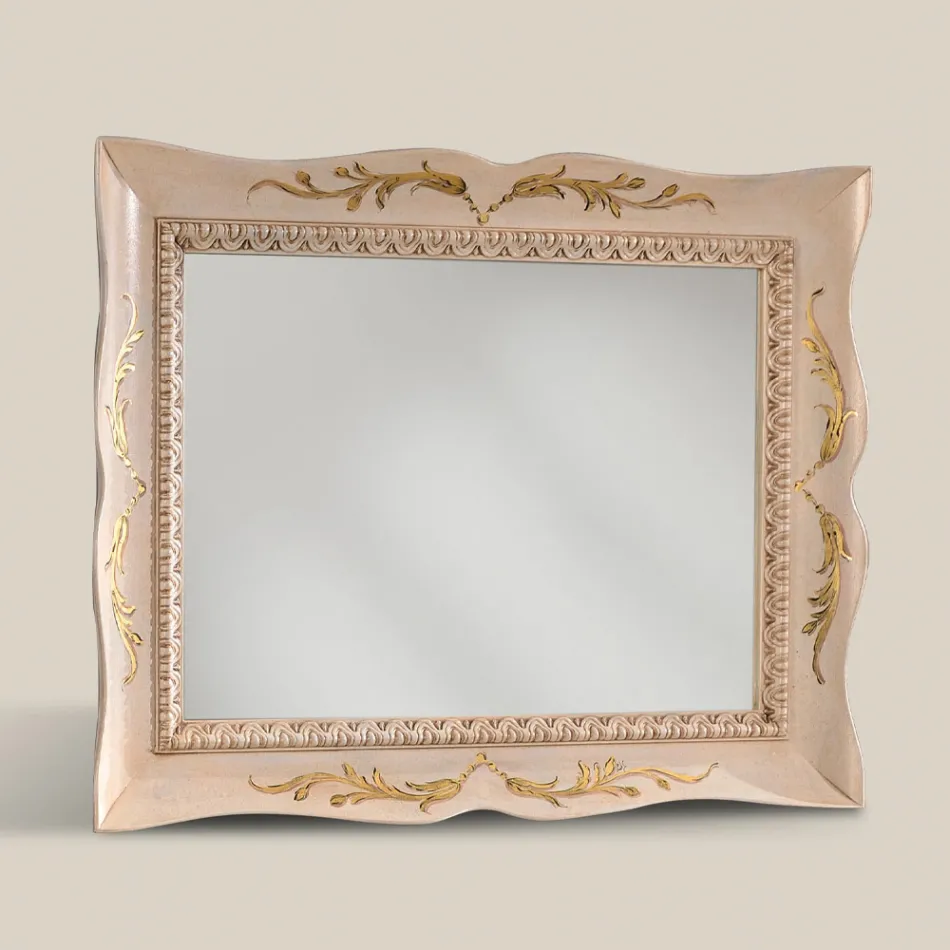 Miroir rectangulaire en bois blanc de style classique Made in Italy - Florence Viadurini