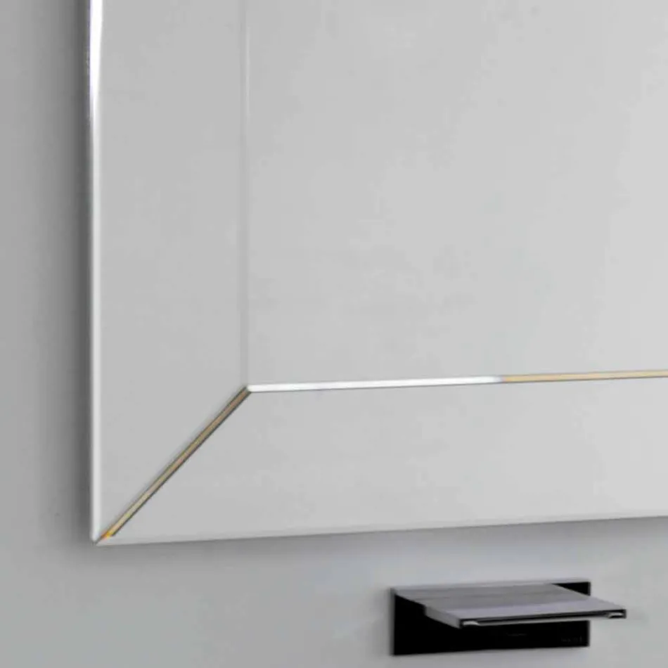 Miroir perlé avec bord de sol moderne, H120 x L120cm, Dedalo Viadurini