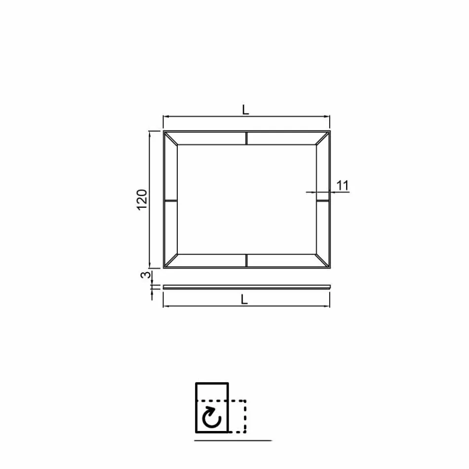 Miroir perlé avec bord de sol moderne, H120 x L120cm, Dedalo Viadurini