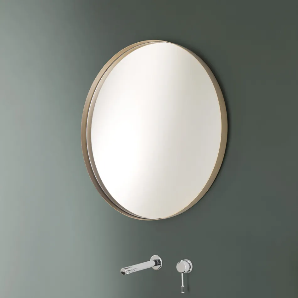 Miroir mural rond avec cadre bronze, noir, platine ou cuivre - Renga Viadurini