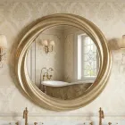 Miroir rond avec cadre en bois doré de luxe fabriqué en Italie - Adelin Viadurini