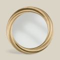 Miroir rond avec cadre en bois doré de luxe fabriqué en Italie - Adelin