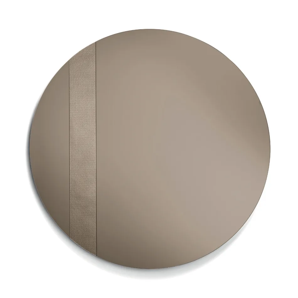 Miroir rond avec insert en maille, fabriqué en Italie - Brigitta Viadurini