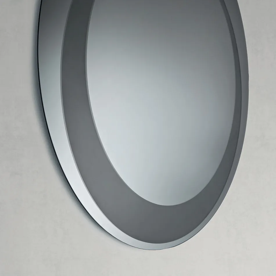 Miroir mural rond à décor sablé, fabriqué en Italie - Annamaria Viadurini