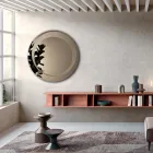 Miroir mural rond à décor sablé, fabriqué en Italie - Annamaria Viadurini