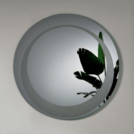 Miroir mural rond à décor sablé, fabriqué en Italie - Annamaria Viadurini