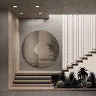 Miroir mural rond avec insert en maille, fabriqué en Italie - Annabella Viadurini