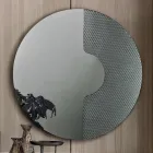 Miroir mural rond avec insert en maille, fabriqué en Italie - Annabella Viadurini