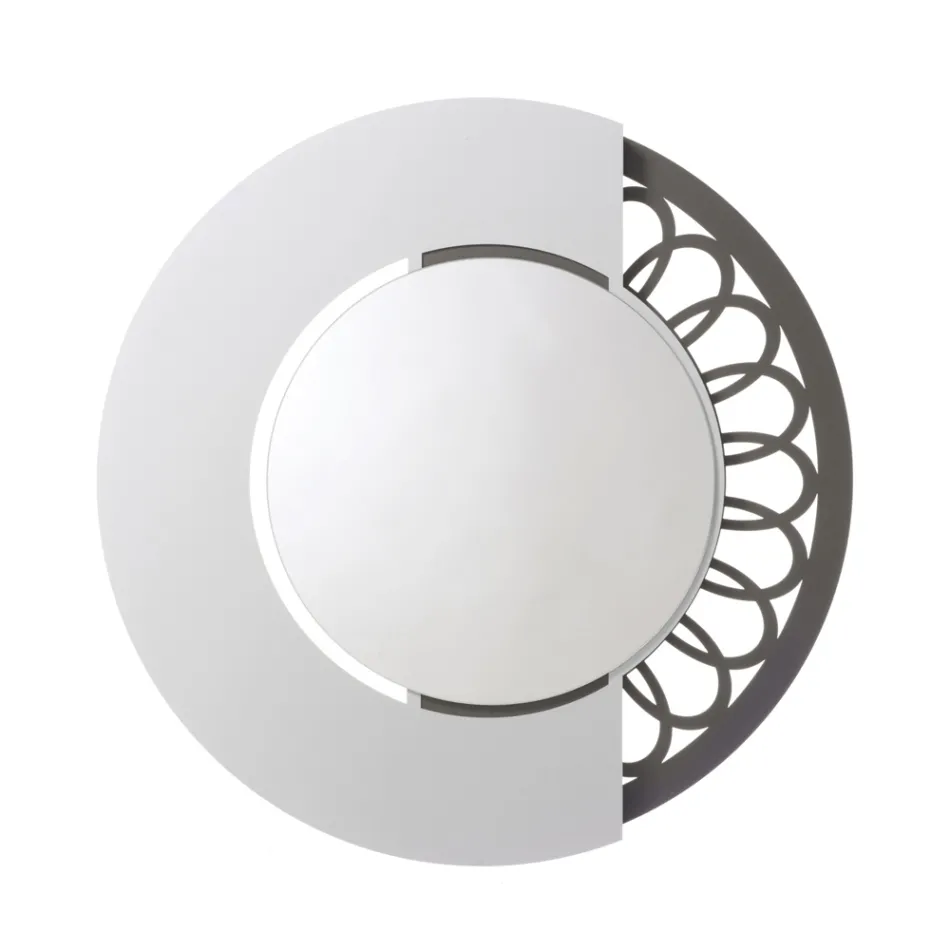 Miroir rond en fer avec décoration latérale fabriqué en Italie - Cadenas Viadurini