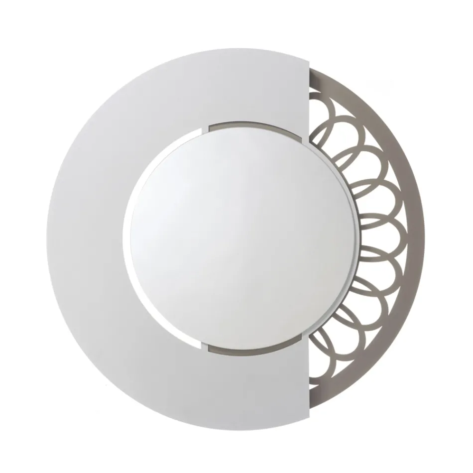 Miroir rond en fer avec décoration latérale fabriqué en Italie - Cadenas Viadurini