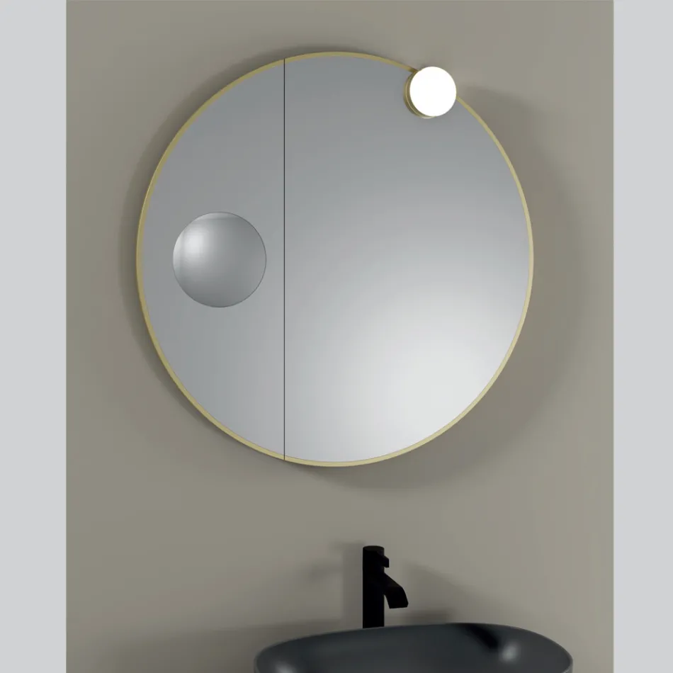 Miroir rond en bois et miroir grossissant fabriqués en Italie - Marie Viadurini