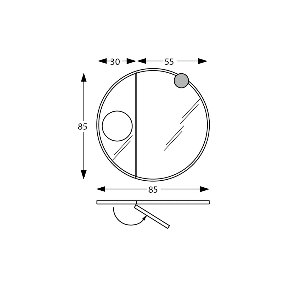 Miroir rond en bois et miroir grossissant fabriqués en Italie - Marie Viadurini