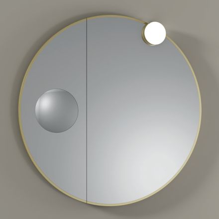 Miroir rond en bois et miroir grossissant fabriqués en Italie - Marie Viadurini